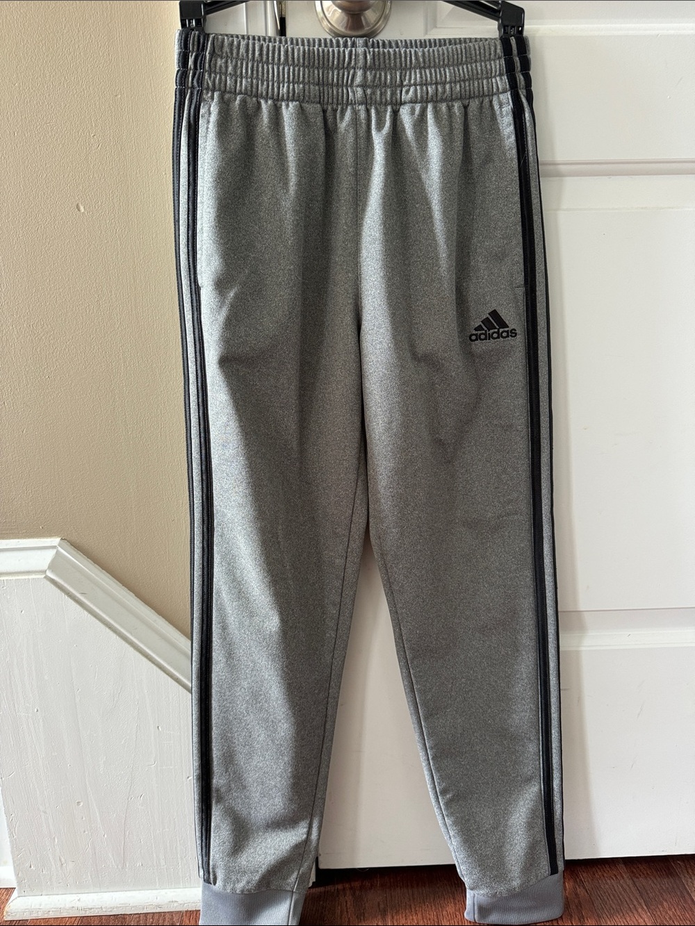 adidas Gray Kids' Joggers with Black Side Stripes